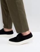 Asos Casual Shoes In Black Suede With Brogue Detail - Black