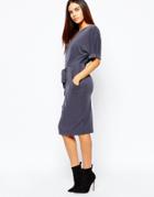 Warehouse Tie Waist Kimono Dress - Charcoal Gray