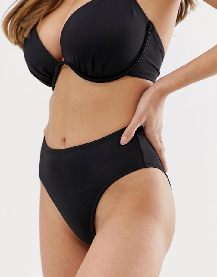Pour Moi Space High Leg Bikini Bottom In Black - Black