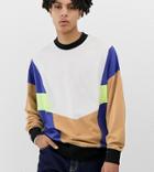 Collusion Color Blocked Long Sleeve T-shirt-multi