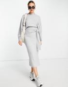 M Lounge Knitted Midi Skirt With Tie Waist - Part Of A Set-grey
