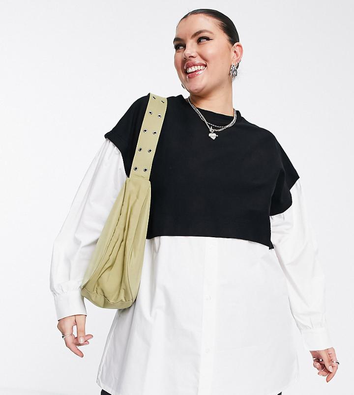 Noisy May Curve 2-in-1 Shirt & Sweater In Black
