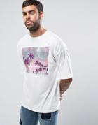 Asos Oversized T-shirt With Palm Print - White
