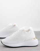 London Rebel Chunky Knit Runner Sneakers In White