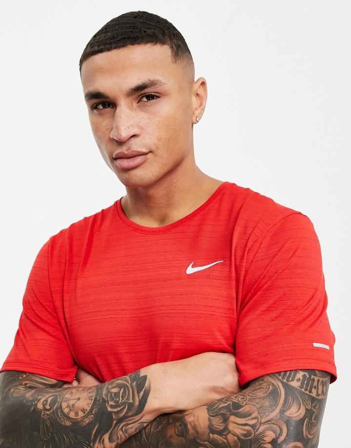 Nike Running Dri-fit Miler T-shirt In Red