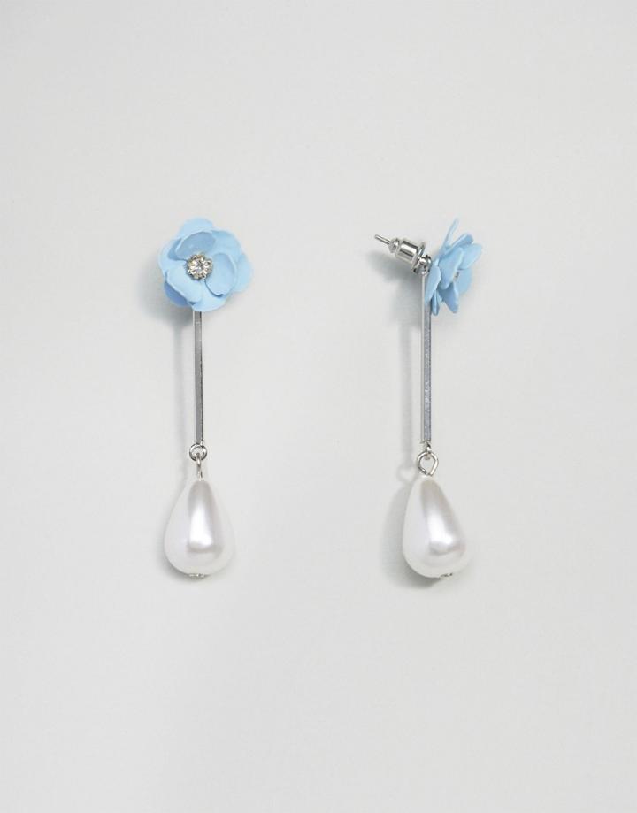 Asos Occasion Flower Swing Earrings - Silver