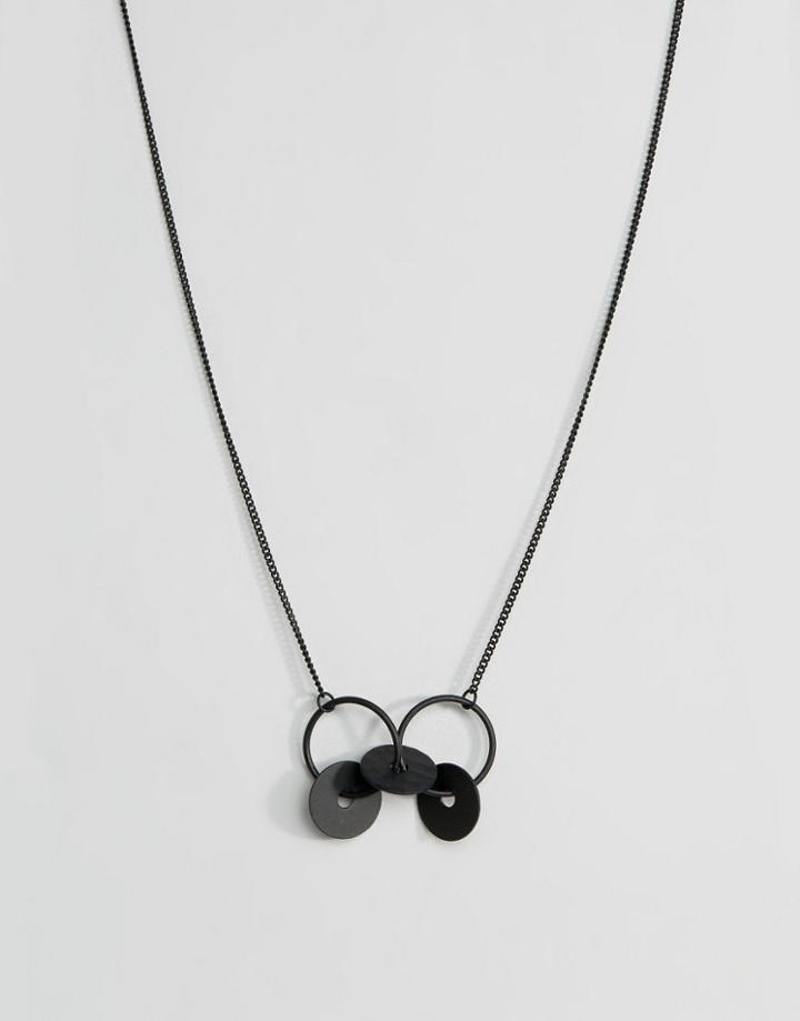 Asos Necklace In Matte Black With Linking Circle - Black