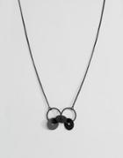 Asos Necklace In Matte Black With Linking Circle - Black