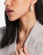 Asos Design Hoop Earrings In Pearl Design In Gold Tone