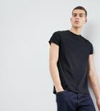 Asos Design Tall T-shirt With Roll Sleeves In Black - Black