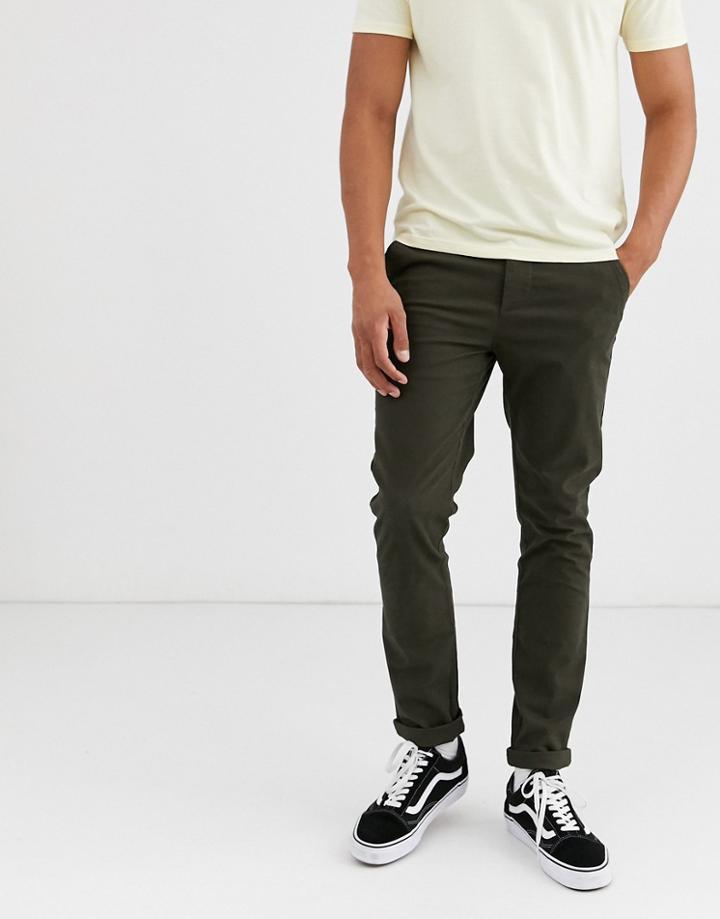 Asos Design Skinny Chinos In Dark Khaki