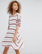 Oeuvre Stripe Skater Dress - White