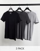 French Connection 3 Pack Lounge T-shirts-black