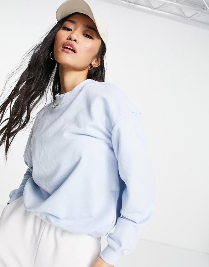 Monki Cotton Sweatshirt In Light Blue - Lblue