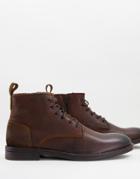 River Island Lace Up Boots In Brown