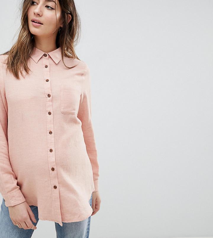 Asos Design Maternity Shirt In Casual Marl - White