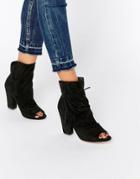 Asos Elaine Peep Toe Ankle Boots - Black