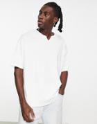 Asos Design Oversized Notch Neck T-shirt In White