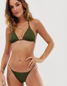 Pukas Slide Tri Bikini Top In Khaki-green