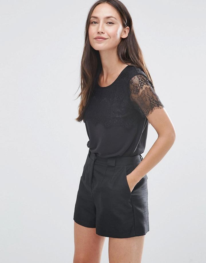Selected Bella Short Sleeve T-shirt In Black - Black