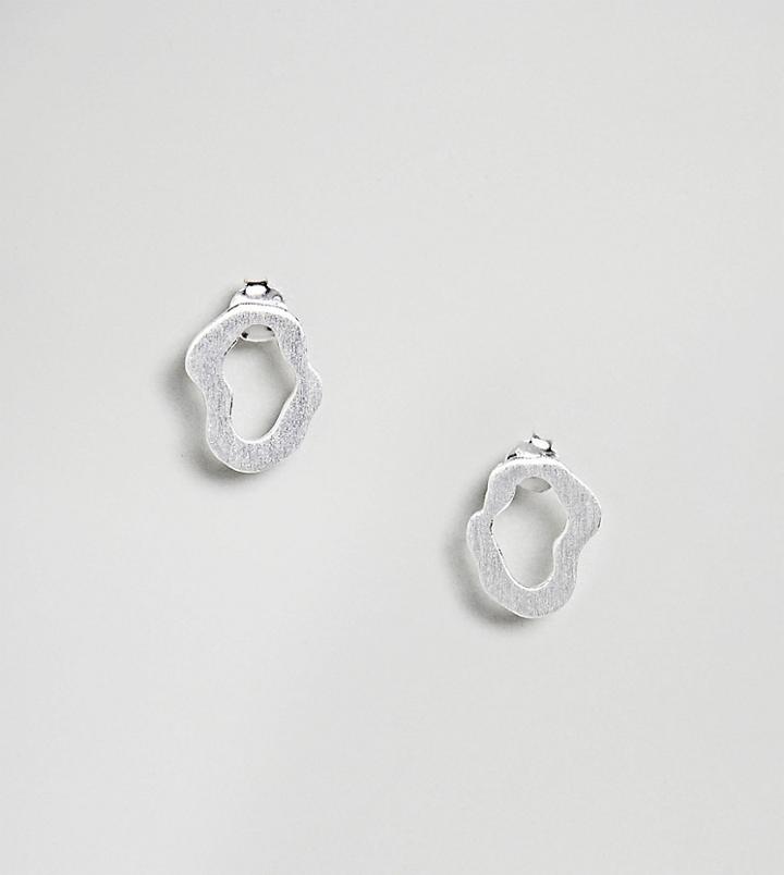Asos Sterling Silver Textured Open Circle Earrings - Silver