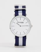 Stratford Mens Stripe Nylon Strap Watch In Navy And White - Multi
