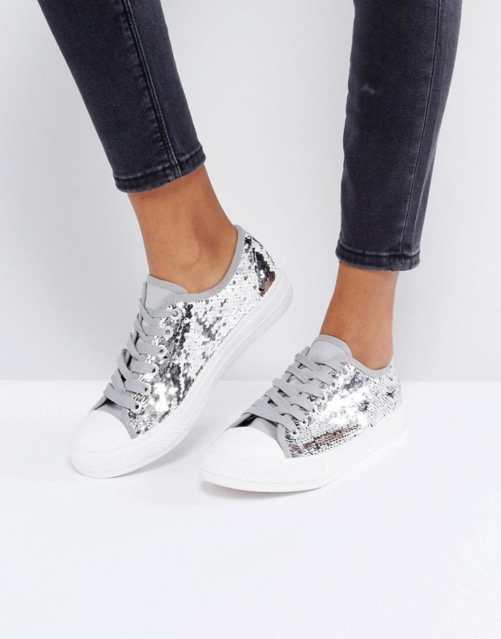 Park Lane Sequin Sneaker - Silver