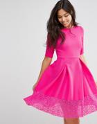 Traffic People Hepburn Dress With Lace Trim - Pink