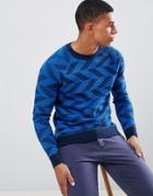 J.lindeberg Vein Chevron Print Knitted Sweater In Navy - Navy