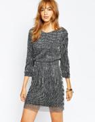 Vila Metallic Dress With Low Back - Silver