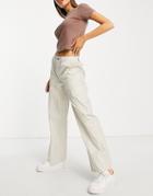Asos Design 00's Low Rise Cargo Pants In Oat-neutral