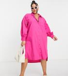 Vero Moda Curve Midi Shirt Dress In Pink