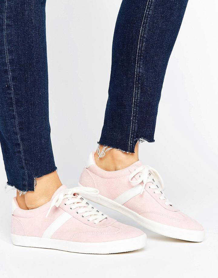 Asos Delphine Stripe Lace Up Sneakers - Pink