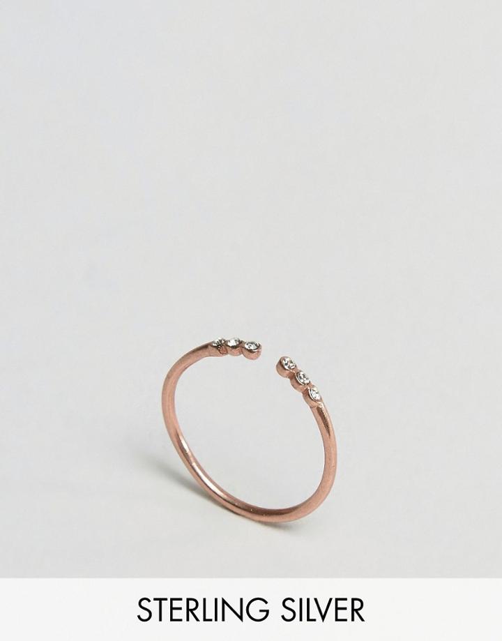 Asos Rose Gold Plated Sterling Silver Open Stones Ring - Copper