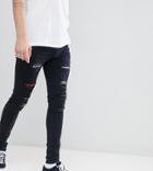 Sixth June Super Skinny Jeans In Black With Distressing Exclusive To Asos - Black