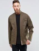 Asos Military Kimono In Khaki With Pockets And Half Sleeve - Green