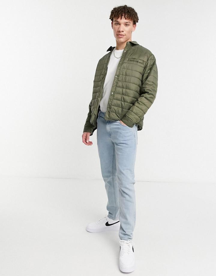 New Look Padded Jacket In Khaki-green
