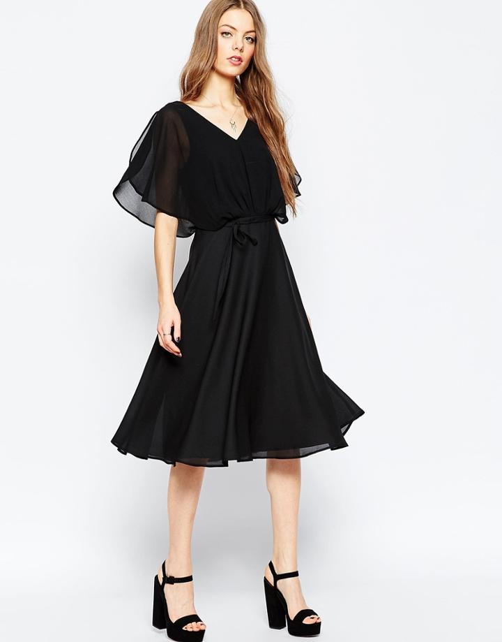 Asos Soft Midi Dress - Black