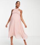 Llittle Mistress Maternity Bridesmaid Halter Neck Midi Dress In Dusty Rose-pink