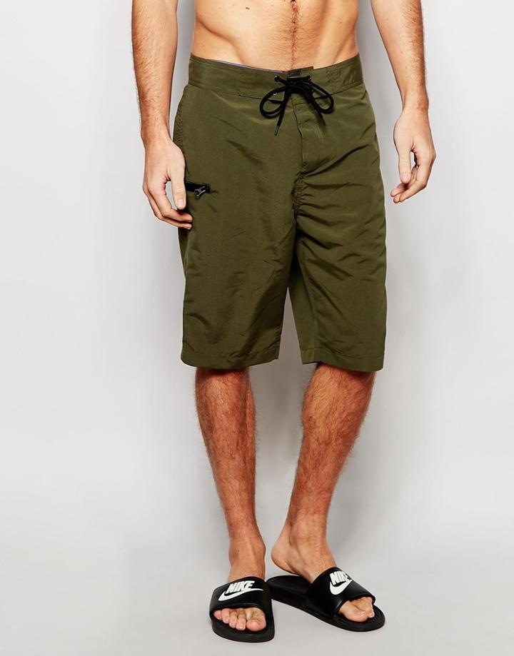 Asos Boardie Swim Shorts In Khaki - Khaki