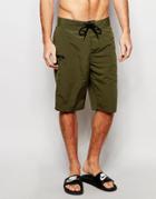 Asos Boardie Swim Shorts In Khaki - Khaki