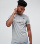Asos Design Tall T-shirt With City Text Slogan Print - Gray