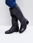 Asos Cody Leather Flat Knee Boots - Black