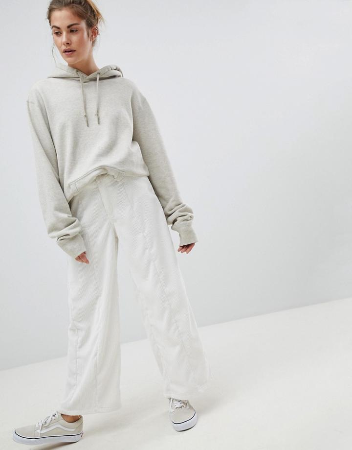 Pull & Bear Cord Wide Leg Pants - White