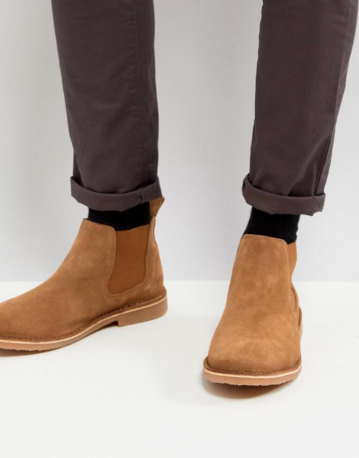 Jack & Jones Suede Chelsea Boot - Tan