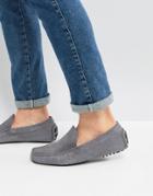 Boss Suede Logo Loafers In Gray - Gray