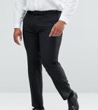 Asos Plus Slim Suit Pants In Black 100% Wool - Black