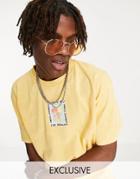 Reclaimed Vintage Inspired Relaxed T-shirt With Chest Logo Graphic In Washed Yellow