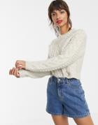 Asos Design Vintage Look Cable Sweater-stone