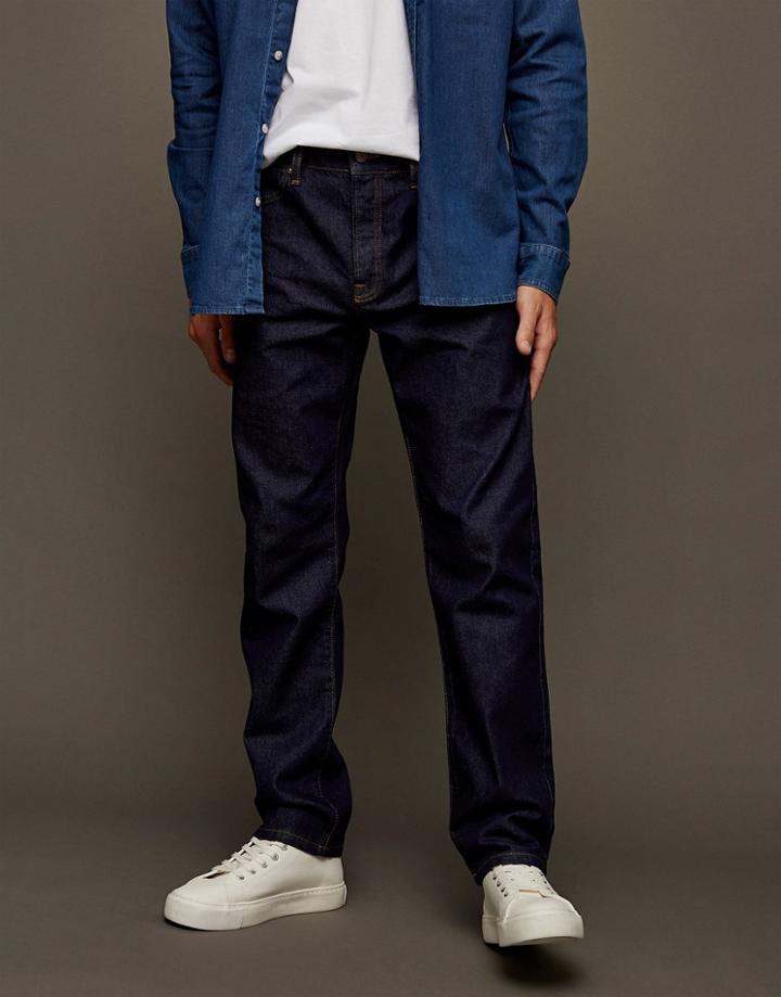 Topman Straight Jeans In Raw Denim-blues
